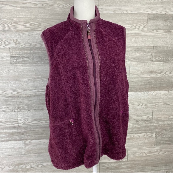 Woolrich Wineberry Heather Sleeveless Fleece Vest - Picture 1 of 8